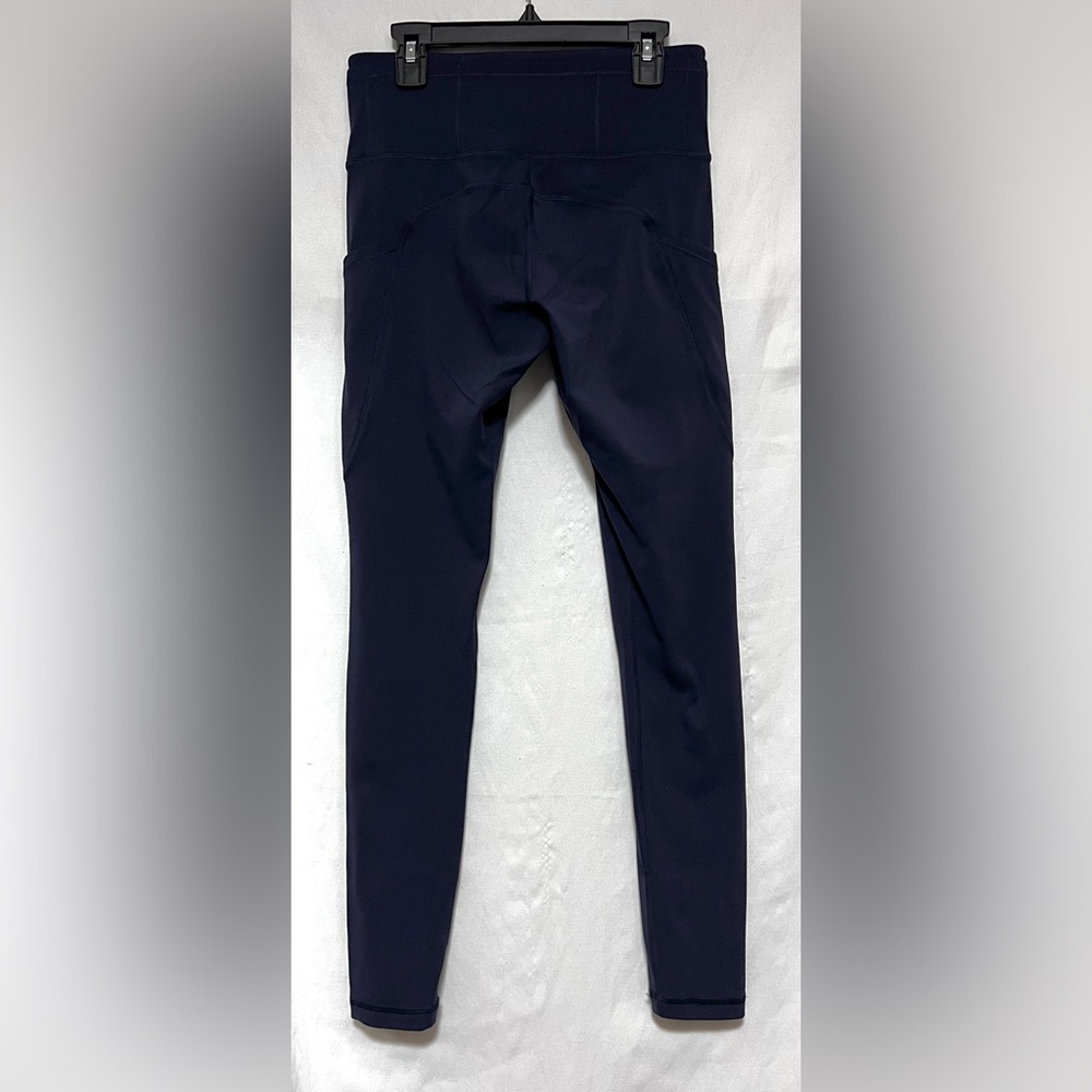 Navy Blue High Rise Yoga Leggings Running Activewear Workout Gym Pockets - Picture 6 of 9